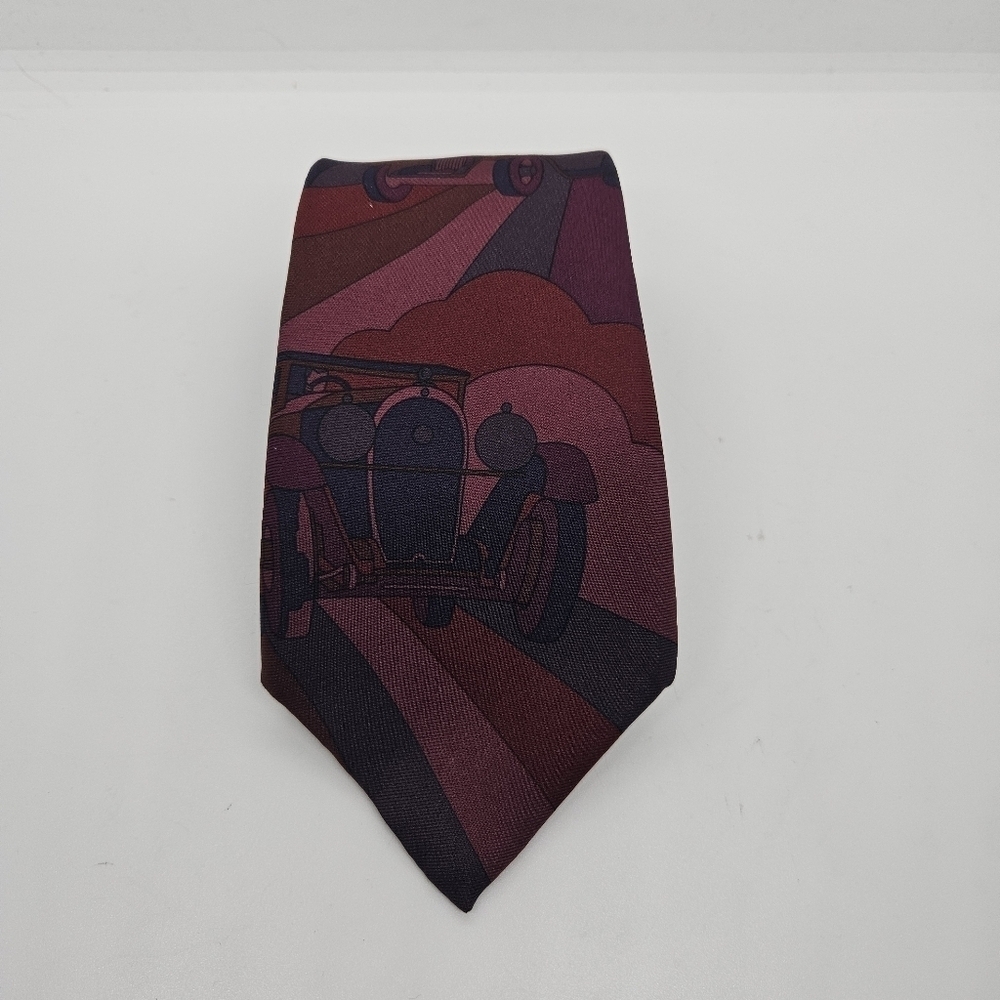 vintage Guy Laroche pink purple tie antique car 60 inch
